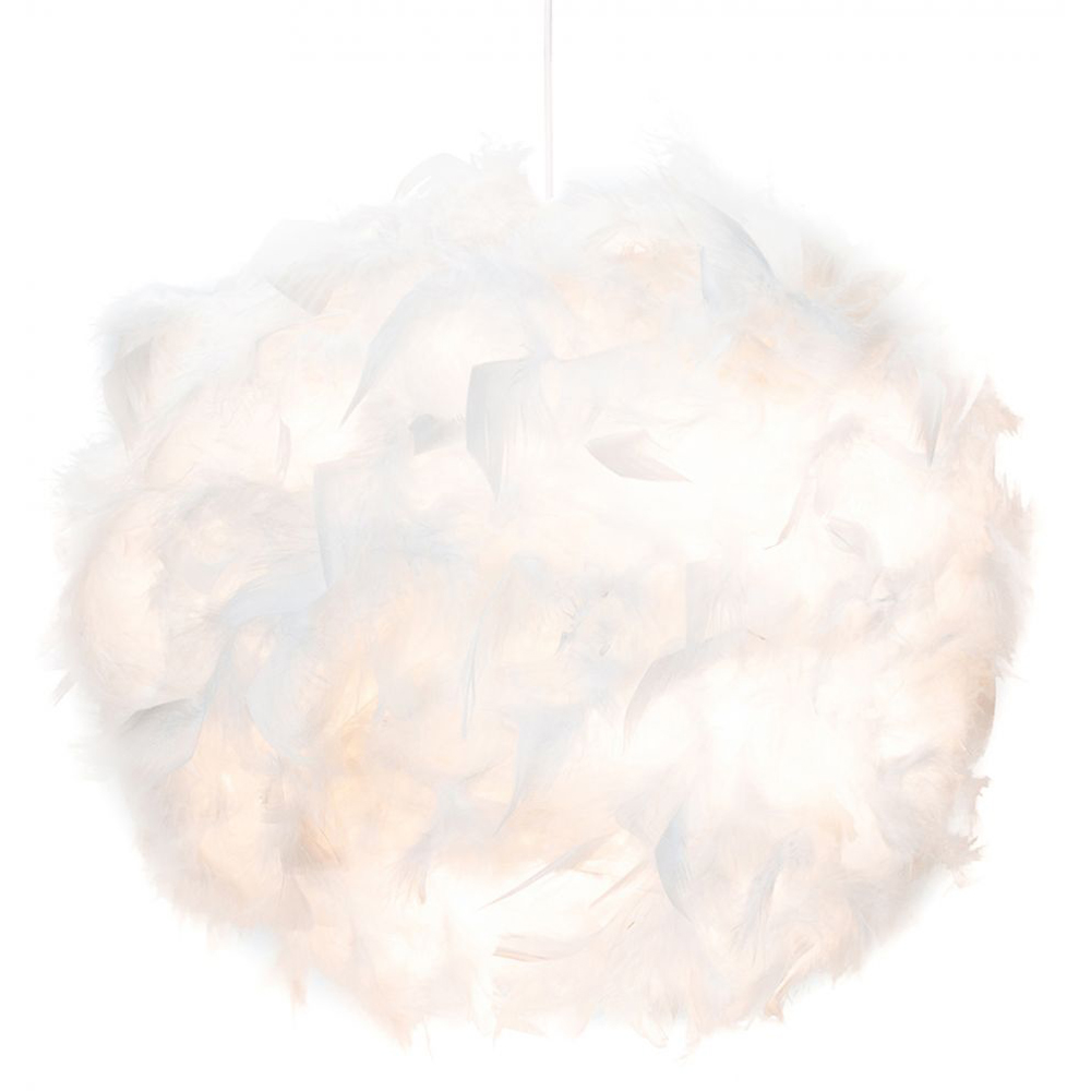Happy Homewares Large White Real Feather Decorated Pendant Shade Image 4