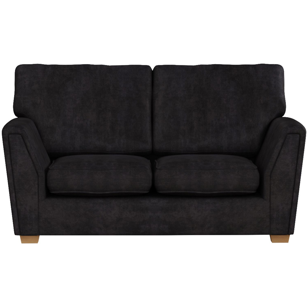 Wendleberry 2 Seater Ebony Plush Velvet Fixed Back Sofa Image 2