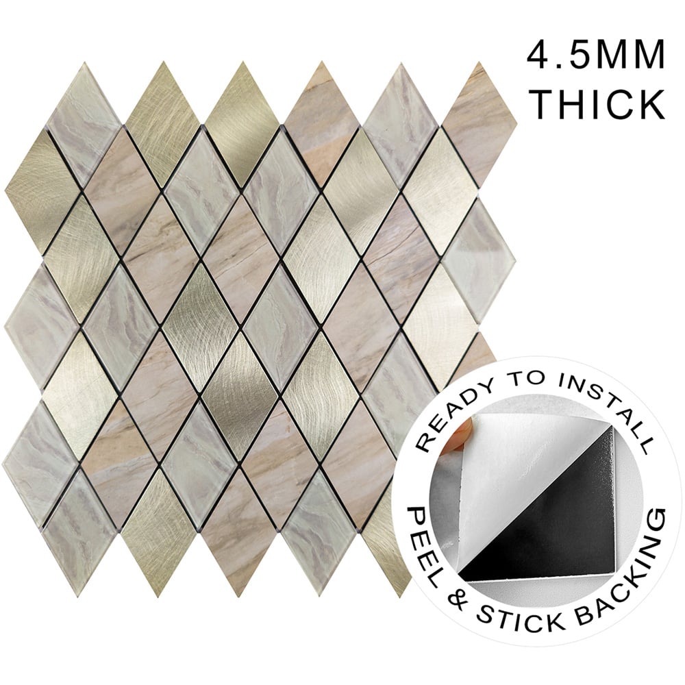 Britwall Rose Gold Slate Diamond Pattern Peel and Stick Aluminium Wall Tile 295 x 295mm Image 7