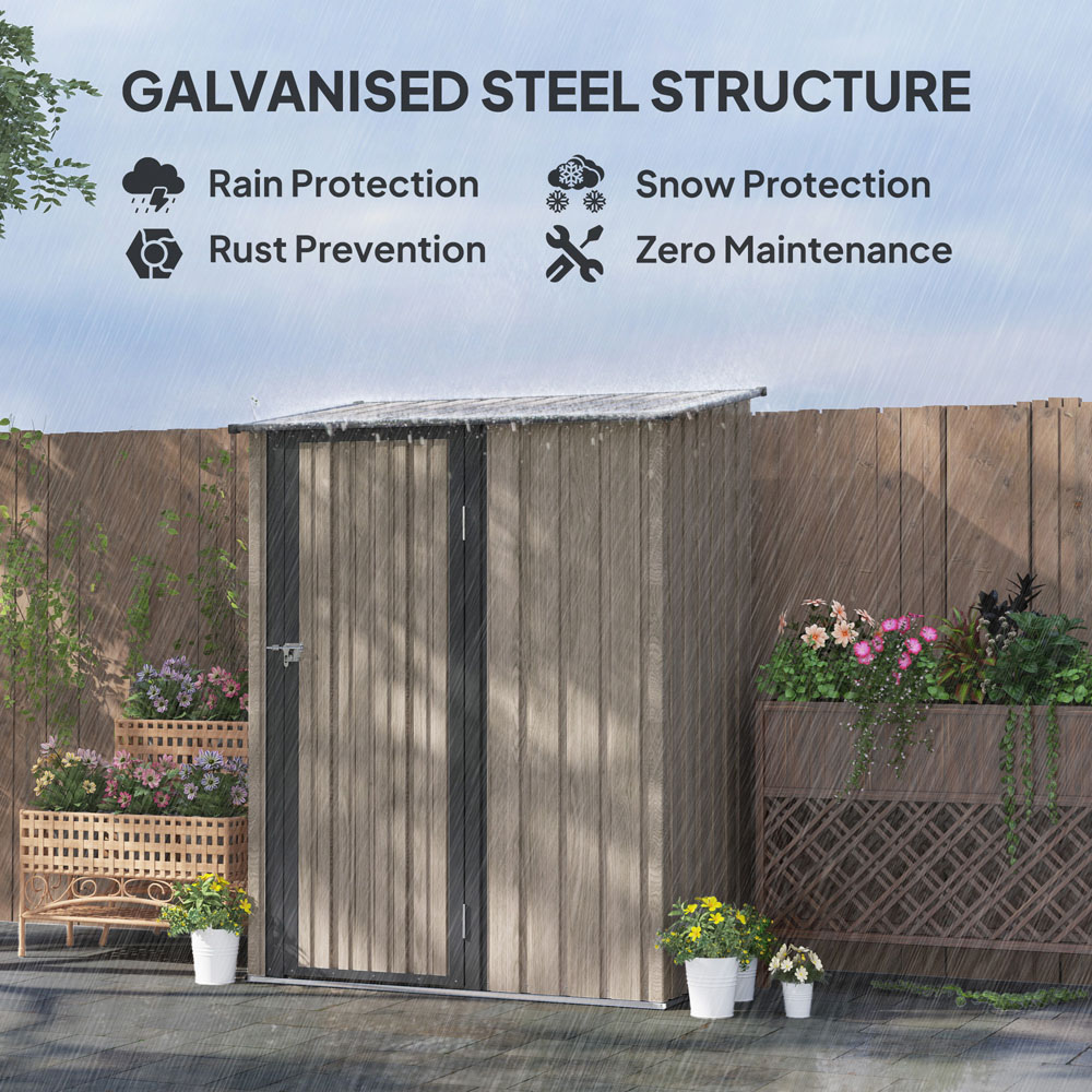 Outsunny 4.4 x 2.6ft Light Grey Metal Garden Storage Shed with Lockable Door Image 6