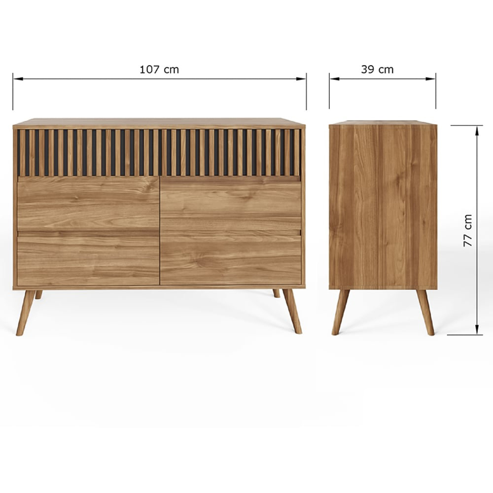 GFW Rowan 6 Drawer Oak Slatted Chest of Drawers Image 9
