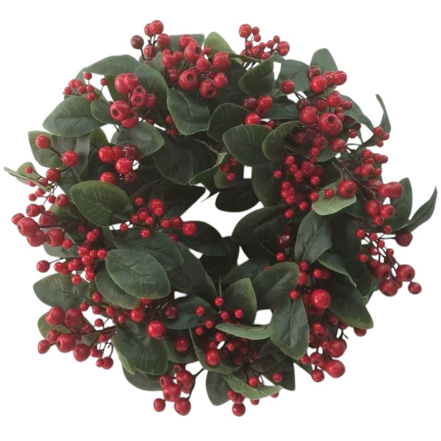 Grand Leaves and Red Berry Cluster Wreath Green Image 3