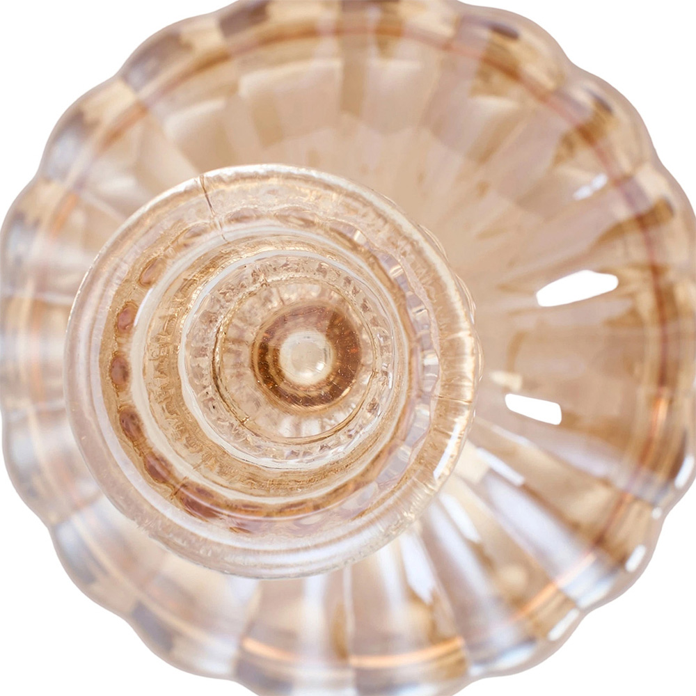 Living and Home Amber Glass Fluted Candlestick Holder Set of 3 Image 6