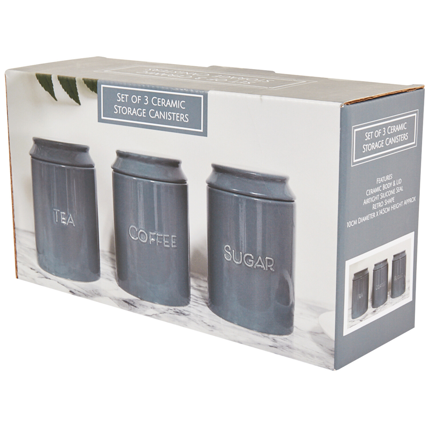 Set of 3 Retro Shape Canisters Dark Grey - Dark Grey Image 3