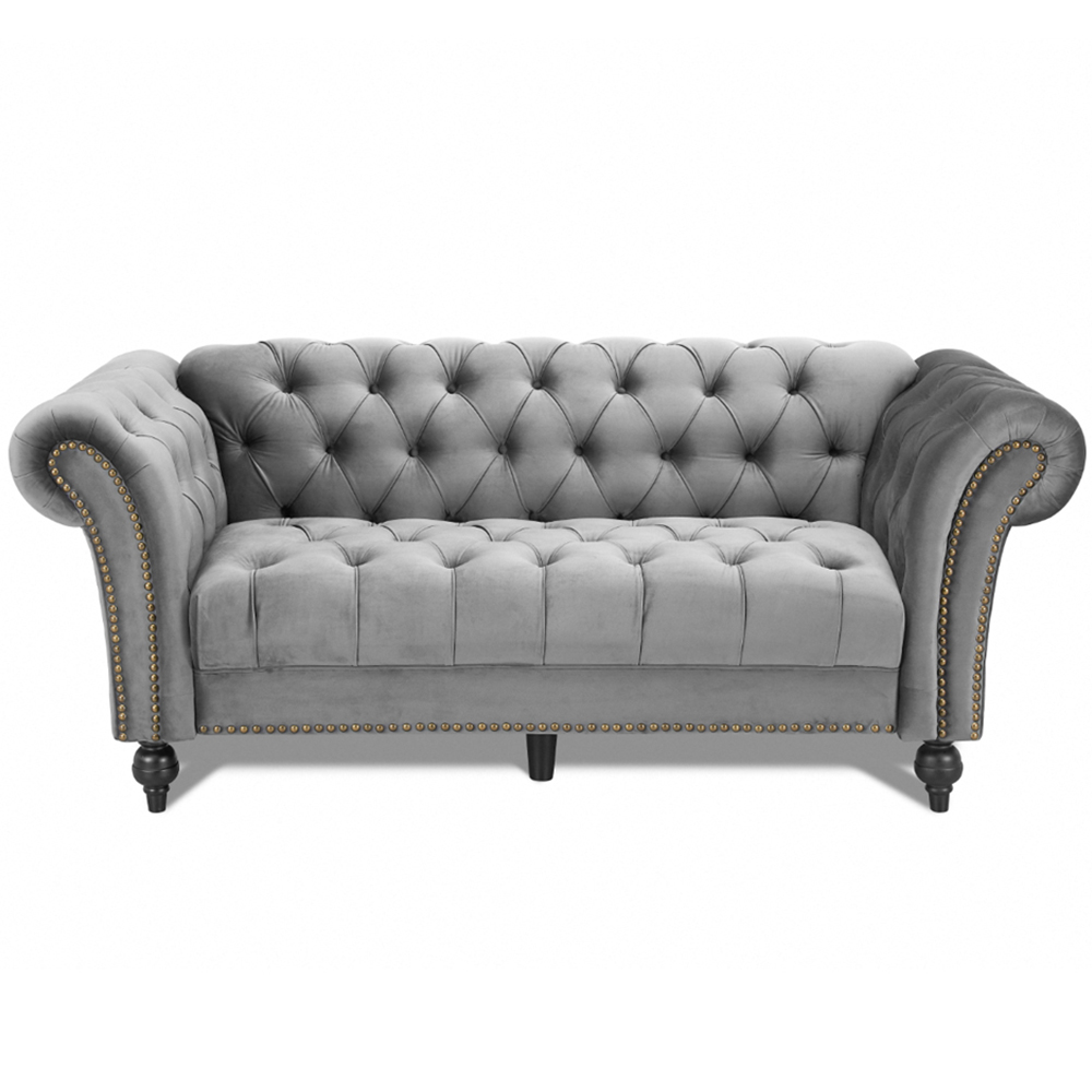 Home Detail Mayfair 3 Seater Grey Velvet Curved Sofa Image 3