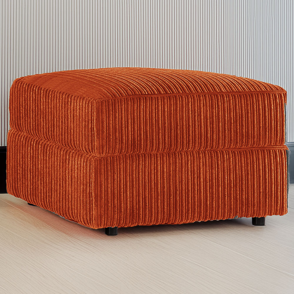 Luxor Orange Jumbo Cord Footstool Image 1