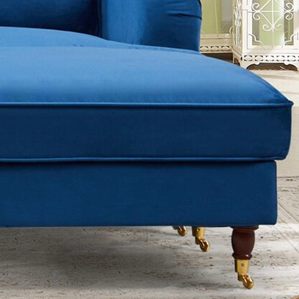 Woodbury 3 Seater Blue Velvet Reversible Corner Sofa Image 3