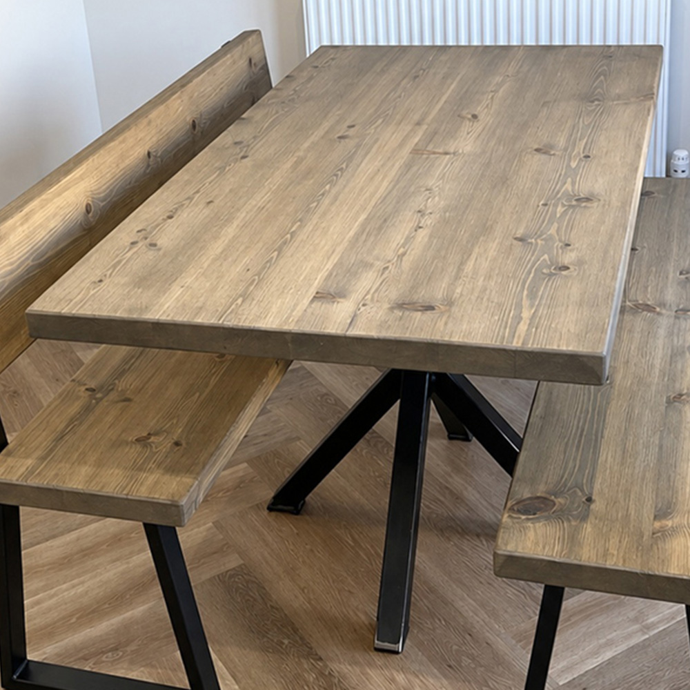 Homebase Walnut 6 Seater Sleek and Slender Reclaimed Dining Table 90 x 180cm Image 1
