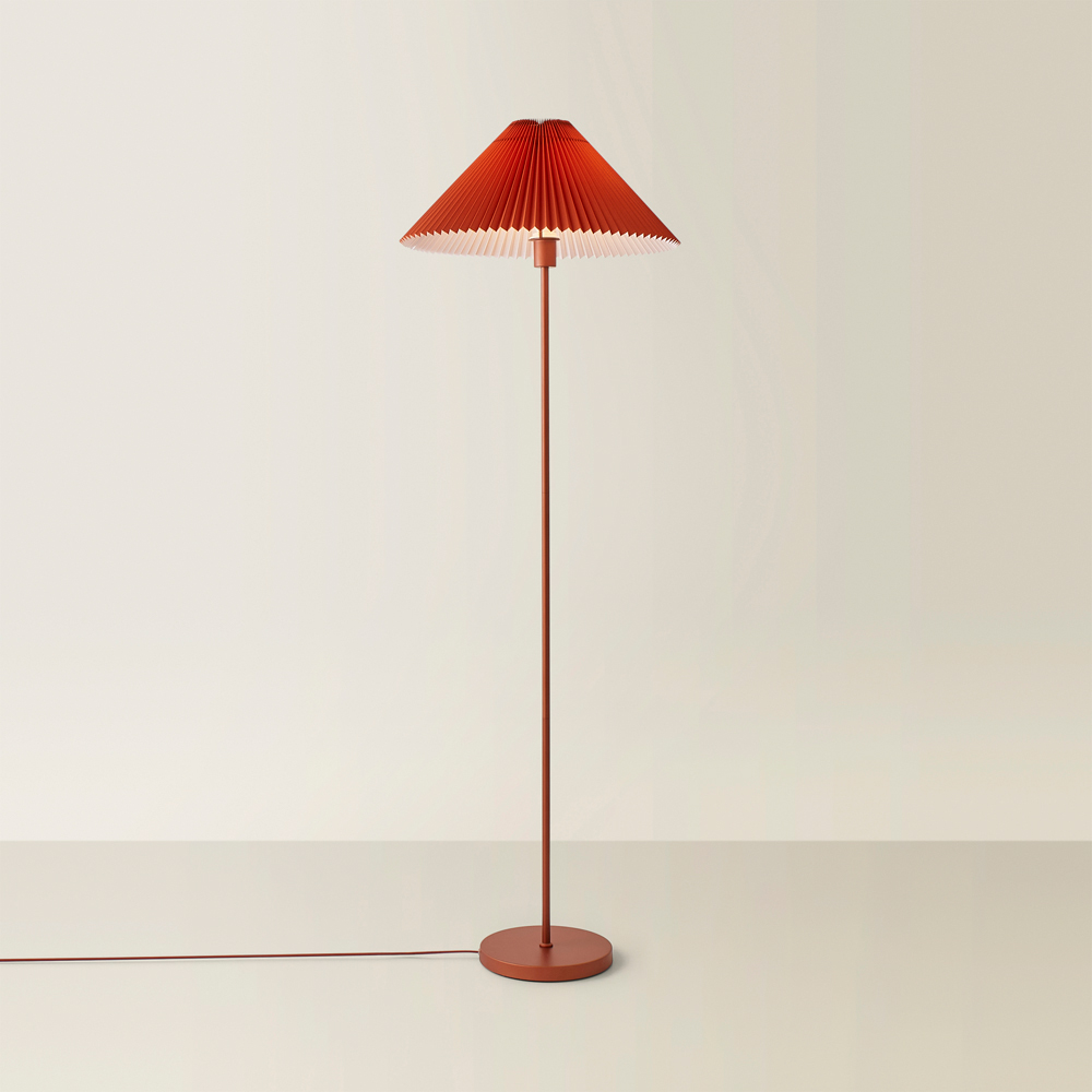 ValueLights Akira Burnt Orange Pleated Shade LED Floor Lamp Image 5