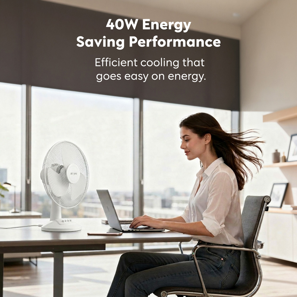 Air Pro White Oscillating Portable Quiet Desk Fan 12 inch Image 6