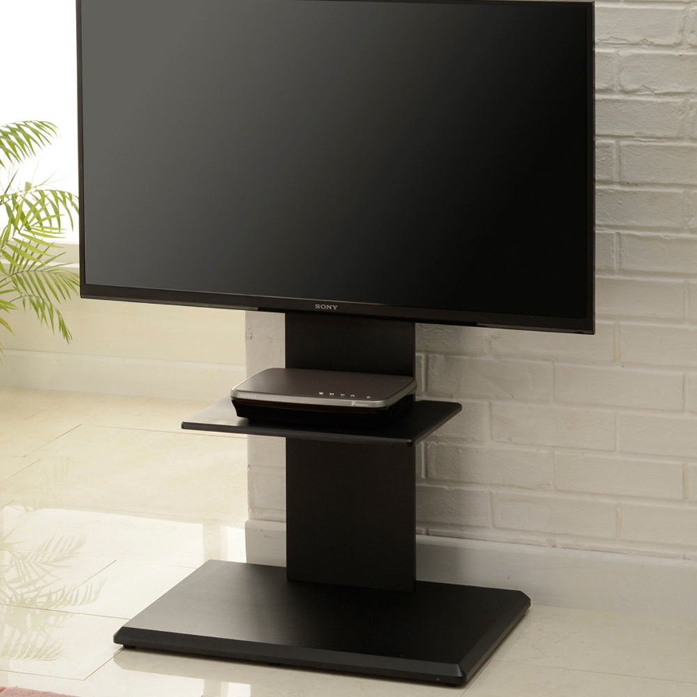 TTAP Single Shelf Black Floor Pedestal TV Stand with Swivel Mounting Bracket Image 1