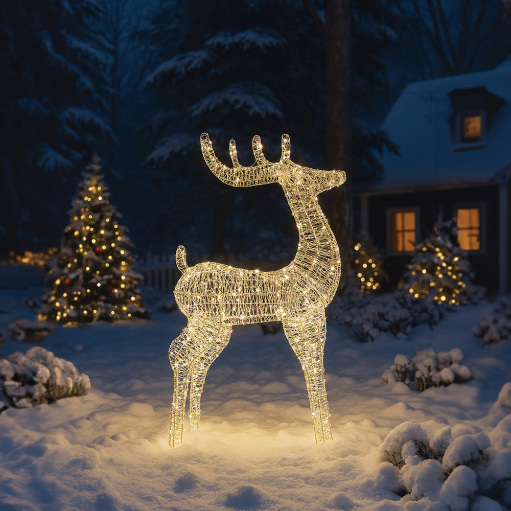 Xmas Haus Silver 600 Warm White Micro LED Deer Christmas Decoration 4ft Image 2