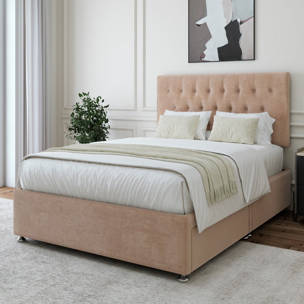Bedmaster Single Mink Naples Linen 2 Drawer Divan Base with Lona Headboard Image 1