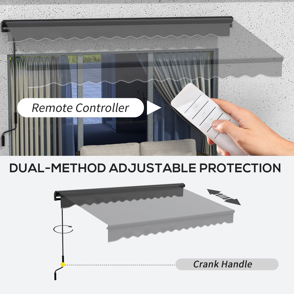 Outsunny Dark Grey Aluminium Frame Electric Retractable Awning 3.5 x 2.5m Image 4
