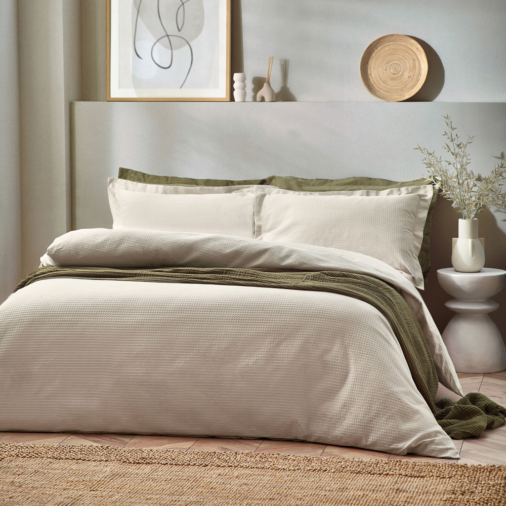 Yard Single Linen Waffle Duvet Set Image 3