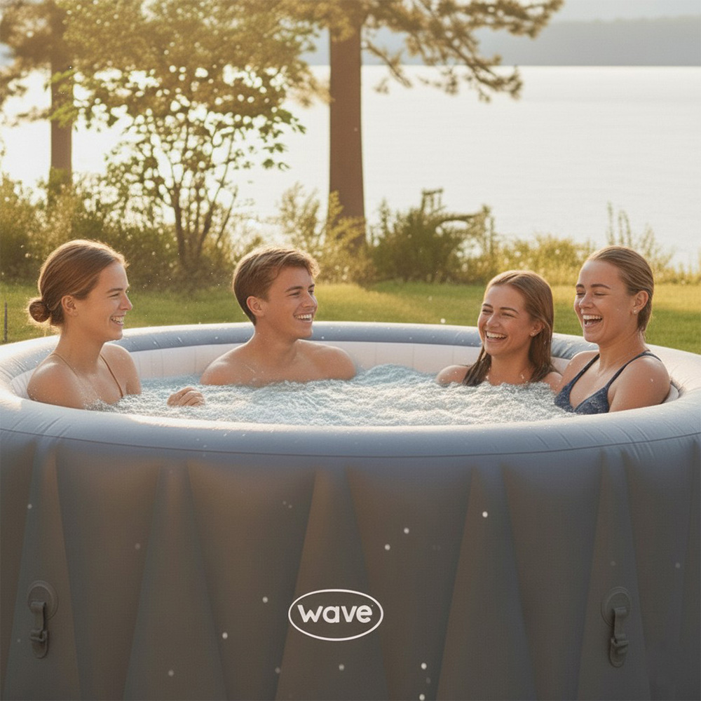 Wave Atlantic 6 Person Slate Rattan Inflatable Hot Tub 65 x 208cm Image 5