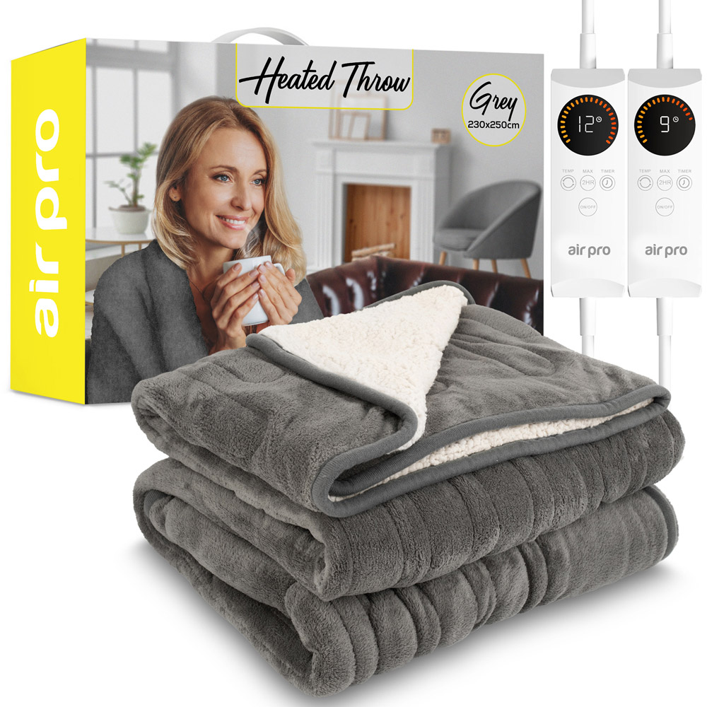 Air Pro Grey King Size Flannel Heated Electric Blanket with Controller Image 3
