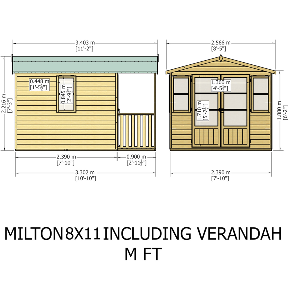 Shire Milton 8 x 11ft Double Door Shiplap Apex Summerhouse Image 7