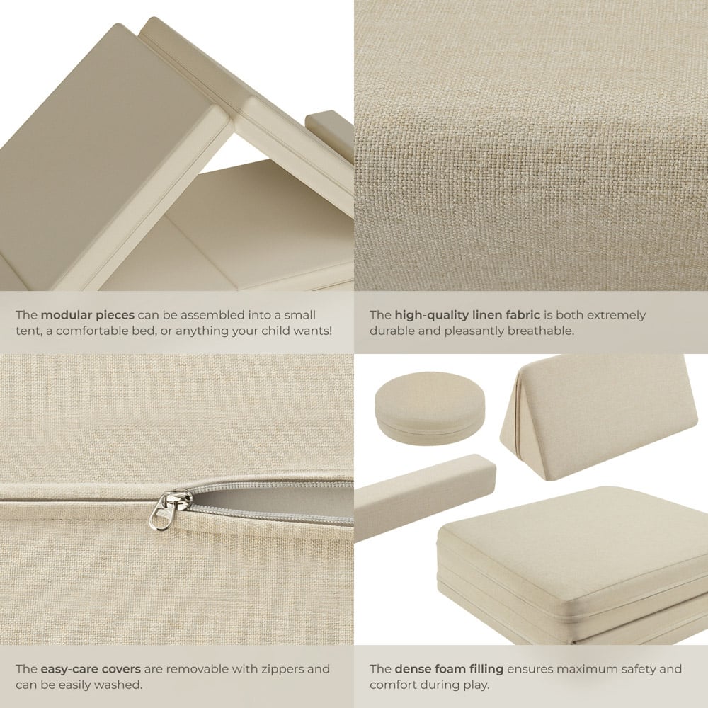 tectake Lilly Beige 8 Piece Thick Padding Kids Sofa Image 5