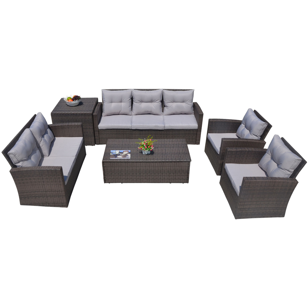 Direct wicker Brown 7 Seater Rattan Garden Sofa Set with Storage Boxes Image 2