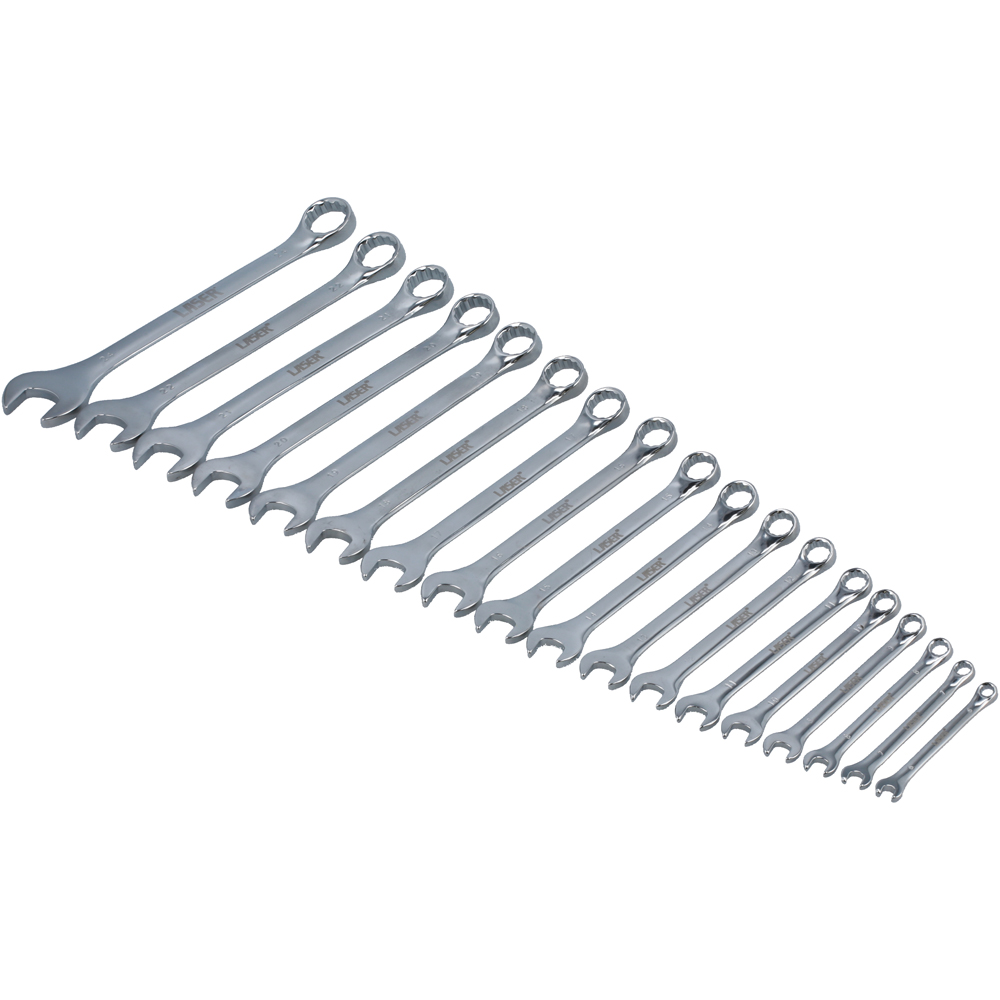 Laser 18 Piece 6-24mm Polished Mirror Finish Bi-Hex Combination Spanner Set Image 2