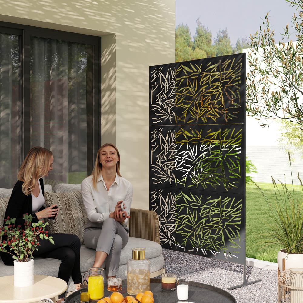 Outsunny Bamboo Black Outdoor Divider Privacy Panel with Stand Image 4
