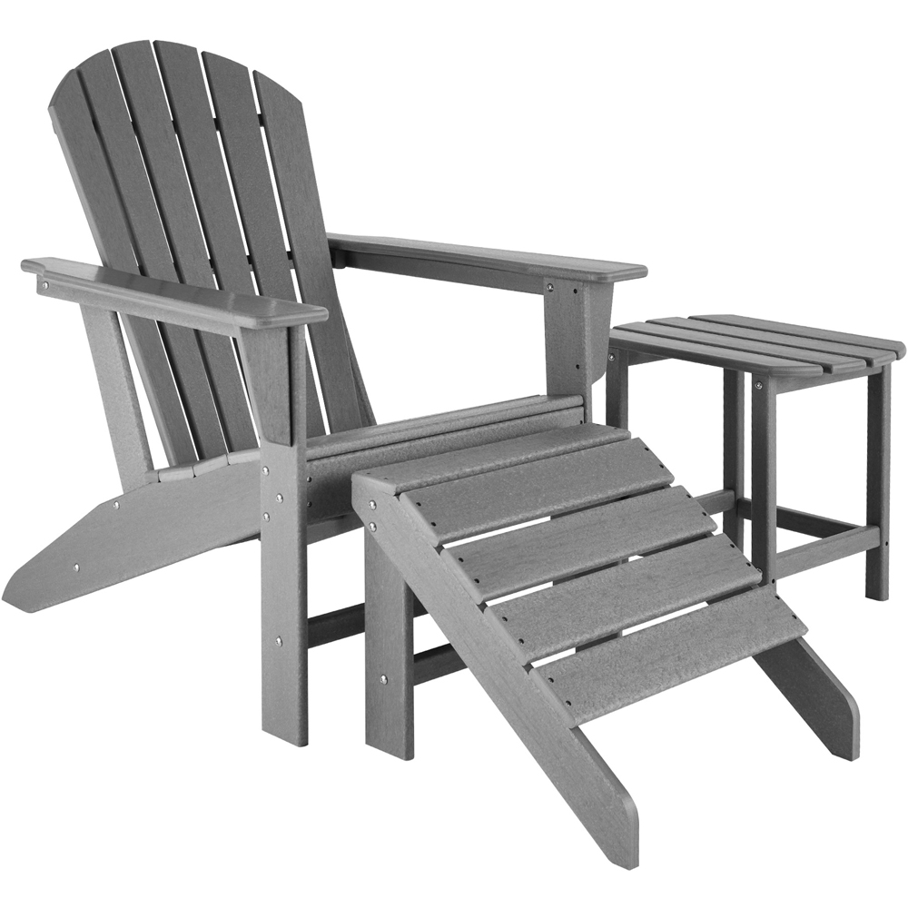 tectake Light Grey Weatherproof Footrest for Adirondack Garden Chair Image 4