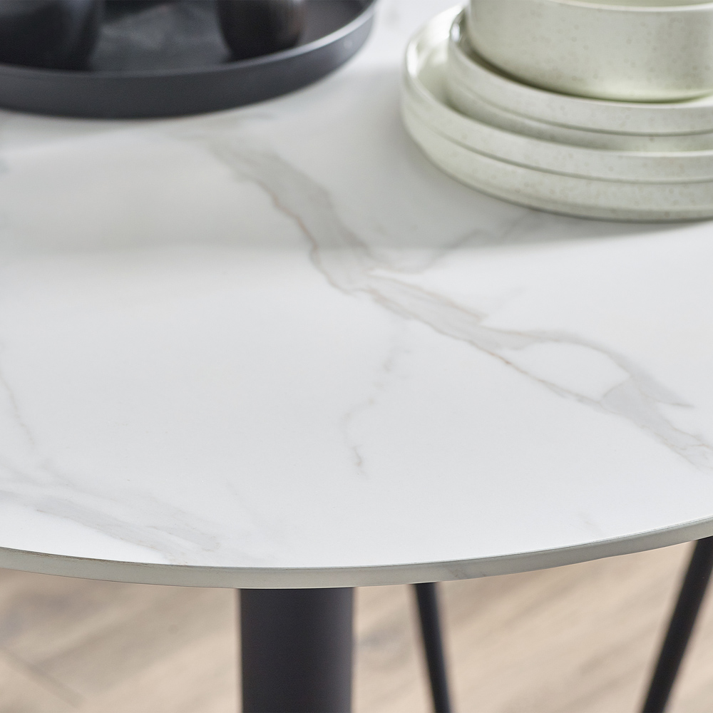 Julian Bowen Luca 4 Seater Round Table White and Black Image 3