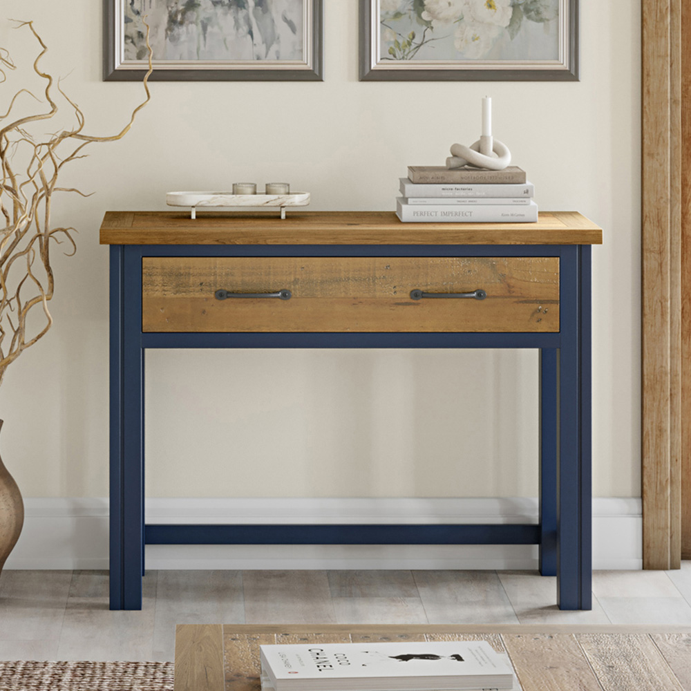 Baumhaus Splash of Blue Wooden Desk Blue and Brown Image 8