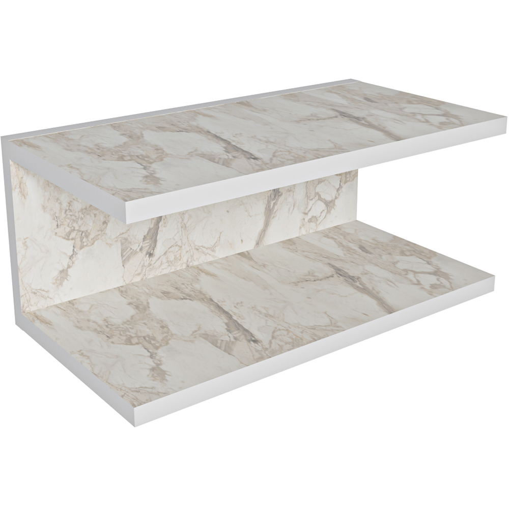 Decorotika Ramira 2 Shelf White Marble Effect Floating Bedside Table Image 5
