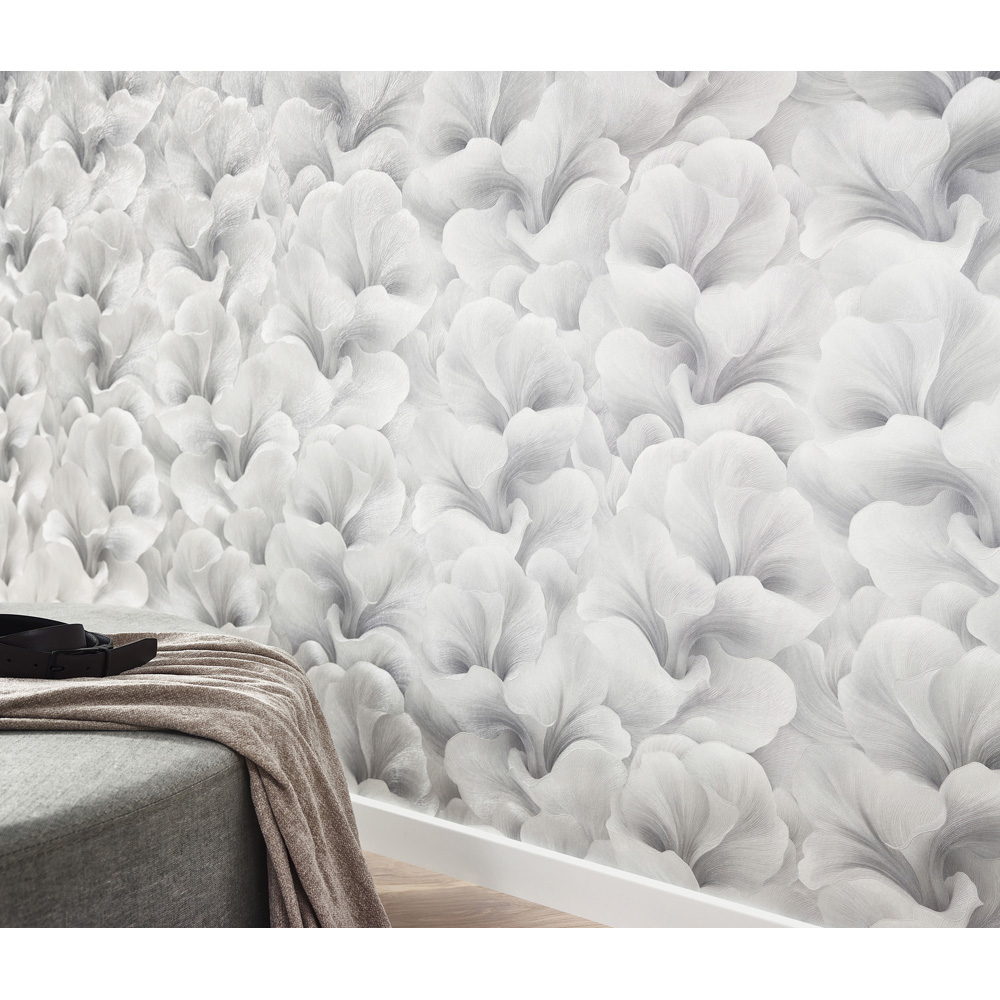 Erismann Floral Glow Light Grey Vinyl Wallpaper Image 6