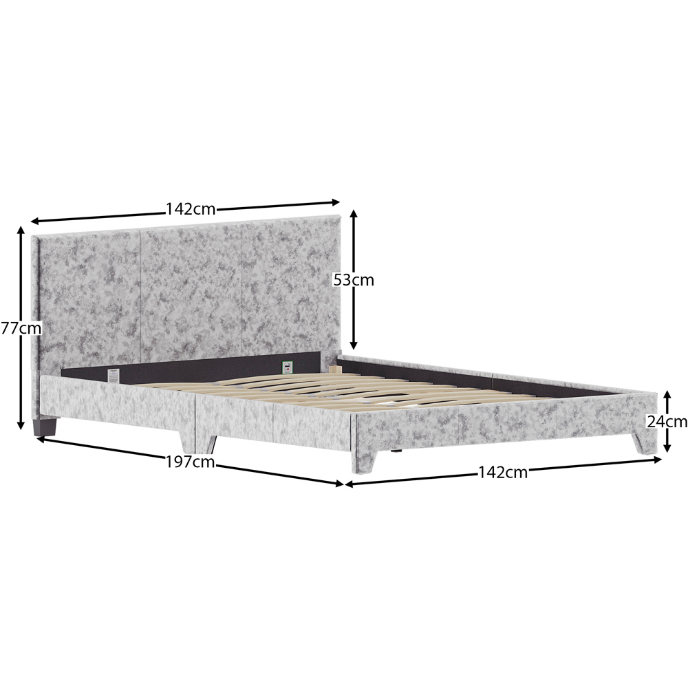 Vida Designs Victoria Double Silver Velvet Bed Frame Image 8
