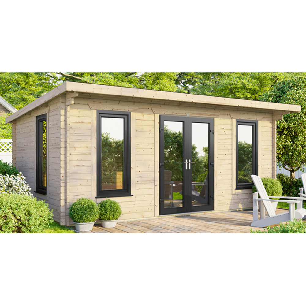 Power Sheds 18 x 10ft Centre Double Door Pent Log Cabin Image 3