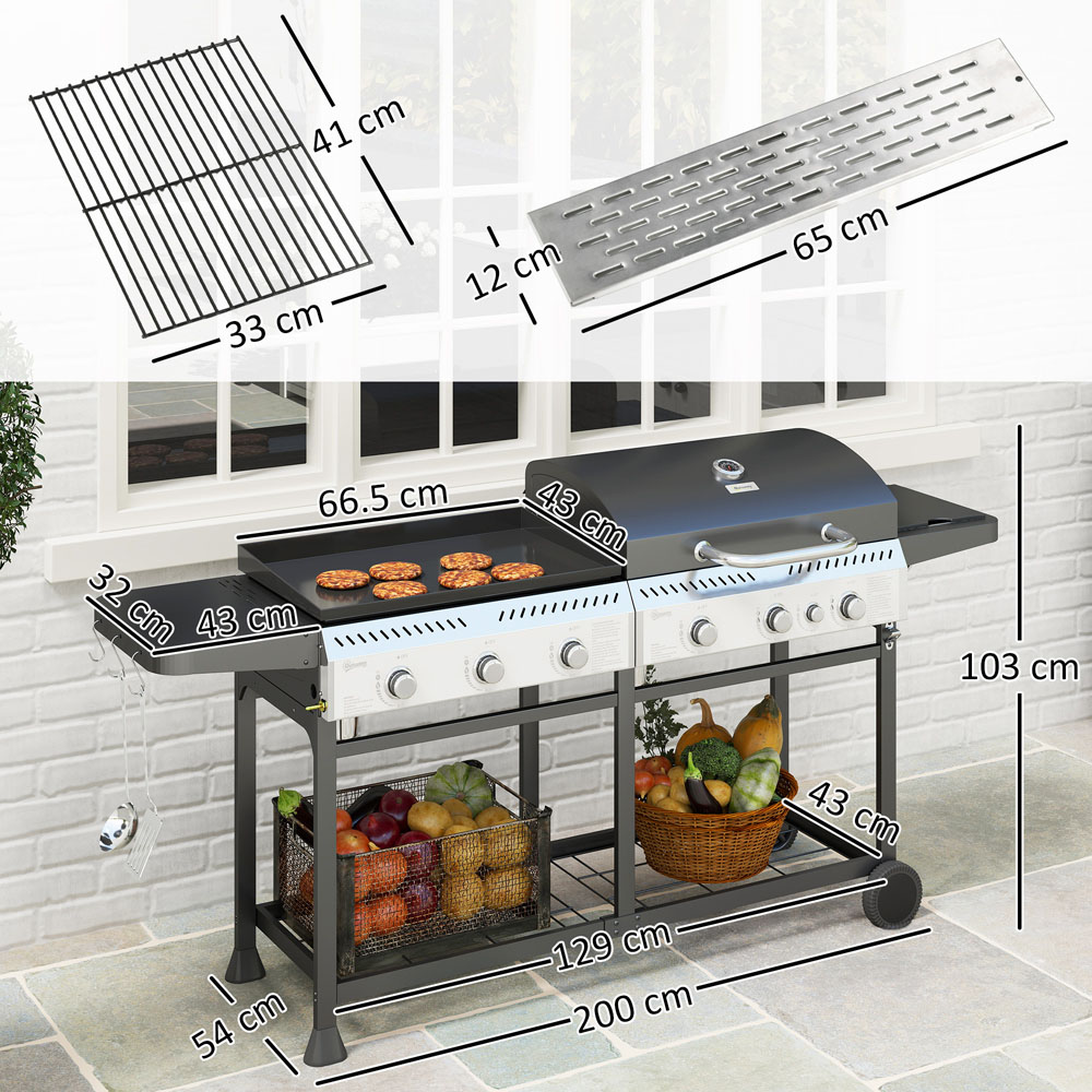 Outsunny 6+1 Burner Gas Grill and Plancha Image 9