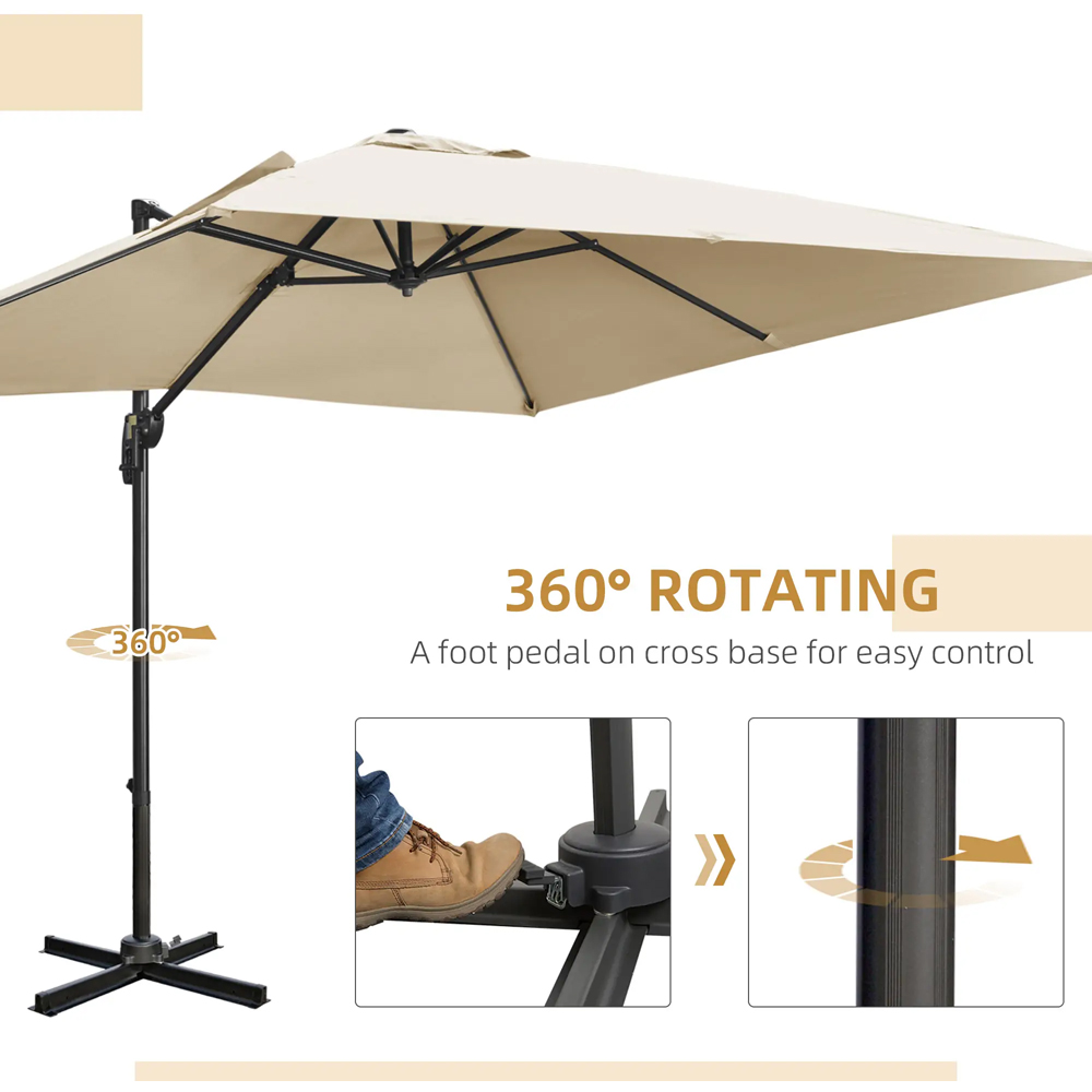 Outsunny Cream Cantilever Garden Parasol with Cross Base 2.7m Image 5