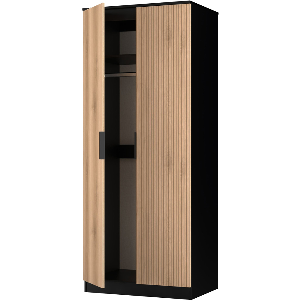 Crowndale Java 2 Door Slatt Effect and Black Wardrobe Image 5