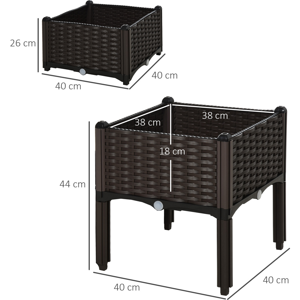 Outsunny Brown PP Raised Bed Garden Box Planter Set of 2 Image 7