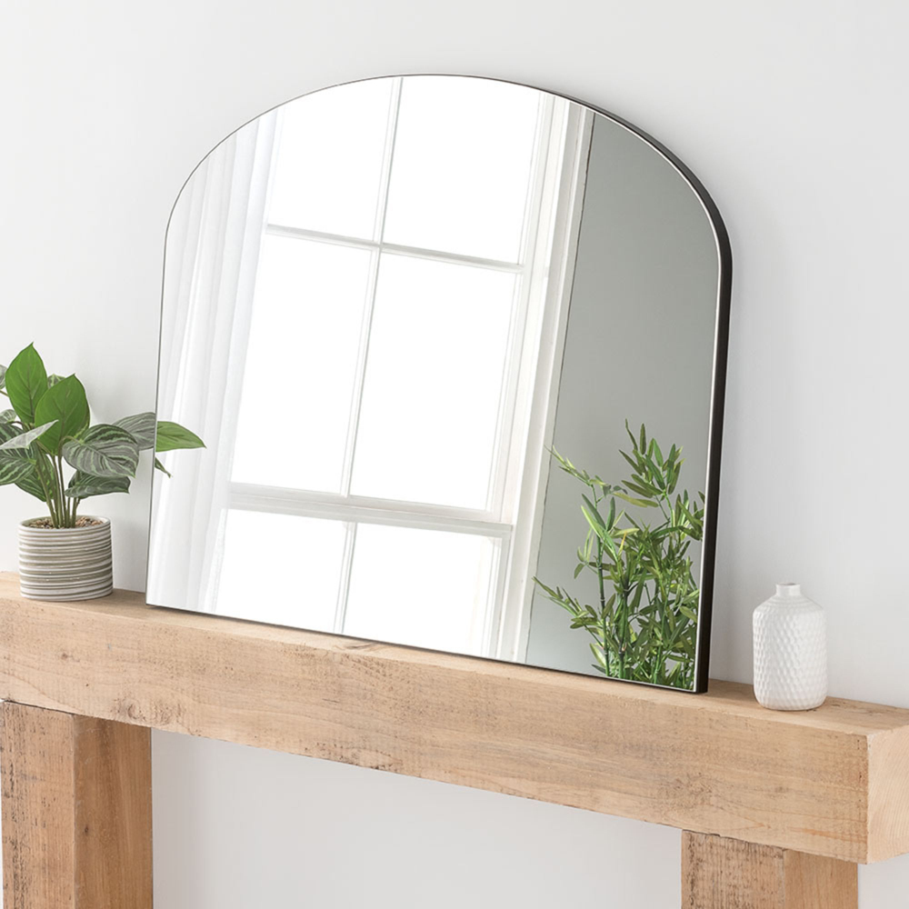 Yearn Simple Black Plain Arched Overmantle Mirror 69 x 91cm Image 2