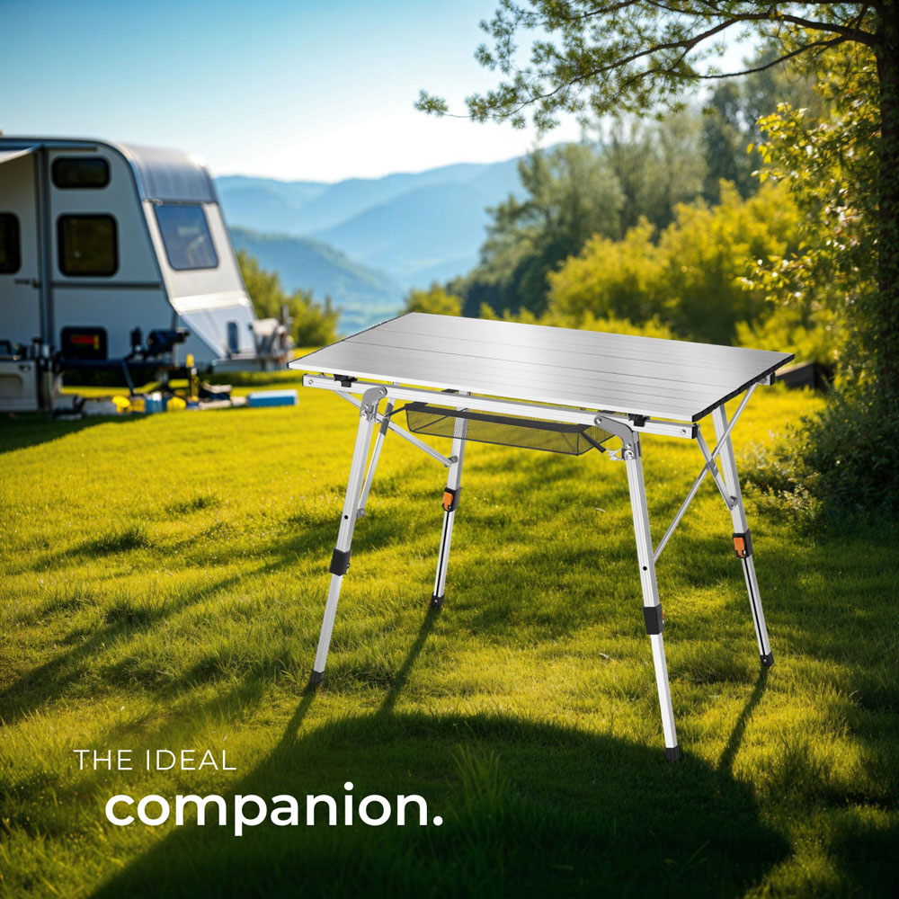 tectake Tina Silver Foldable and Height Adjustable Camping Table Image 8