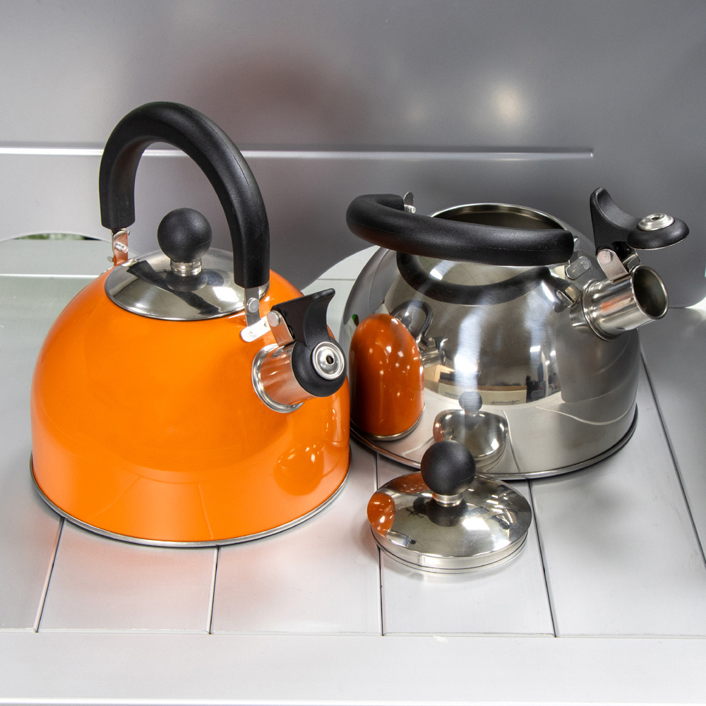Milestone Camping Orange Stainless Steel Kettle 2L Image 2
