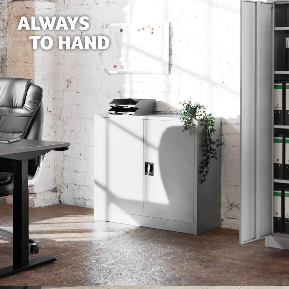 tectake 2 Door 3 Shelf Grey Filing Cabinet Image 3