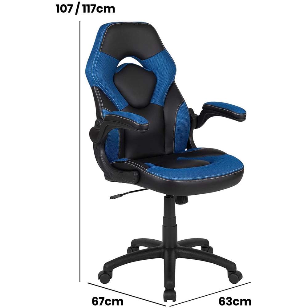 FWStyle X10 Black and Blue Faux Leather Racer Style Gaming Chair Image 6