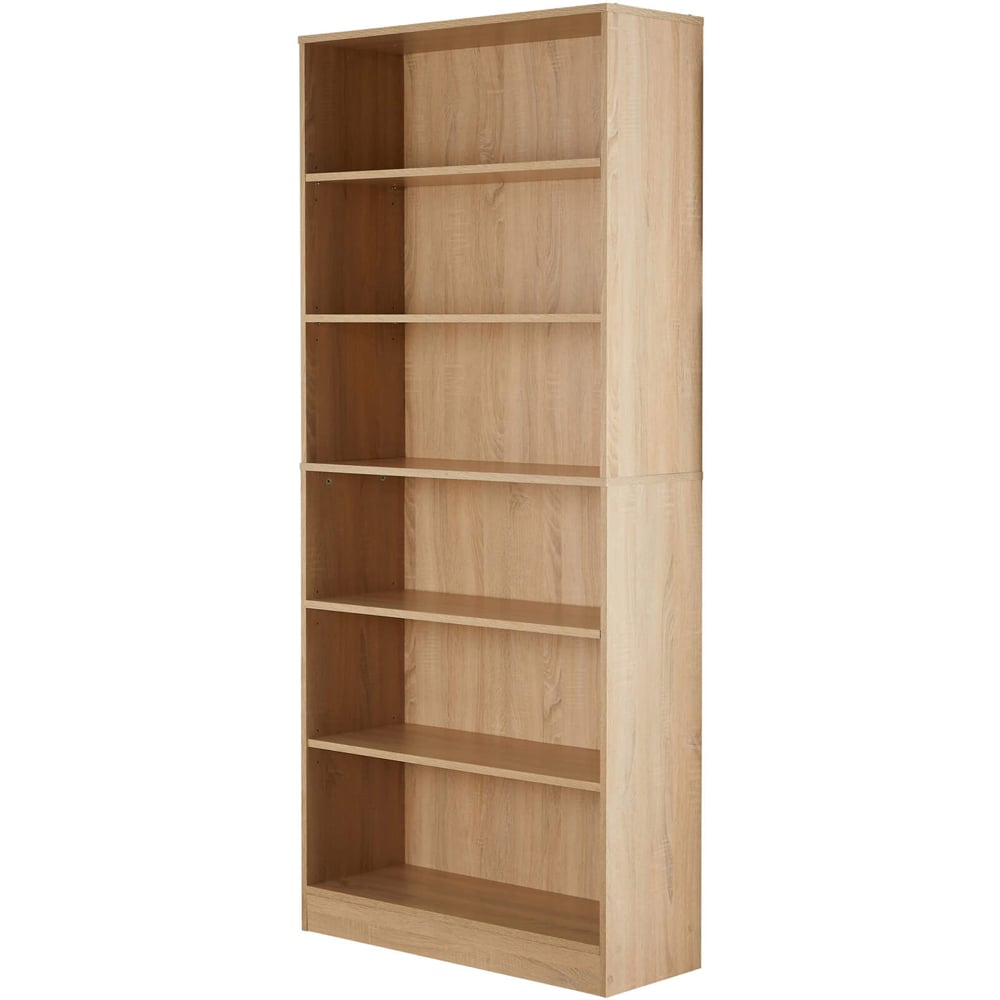 Home Source Clara 6 Shelf Oak Bookcase Image 2