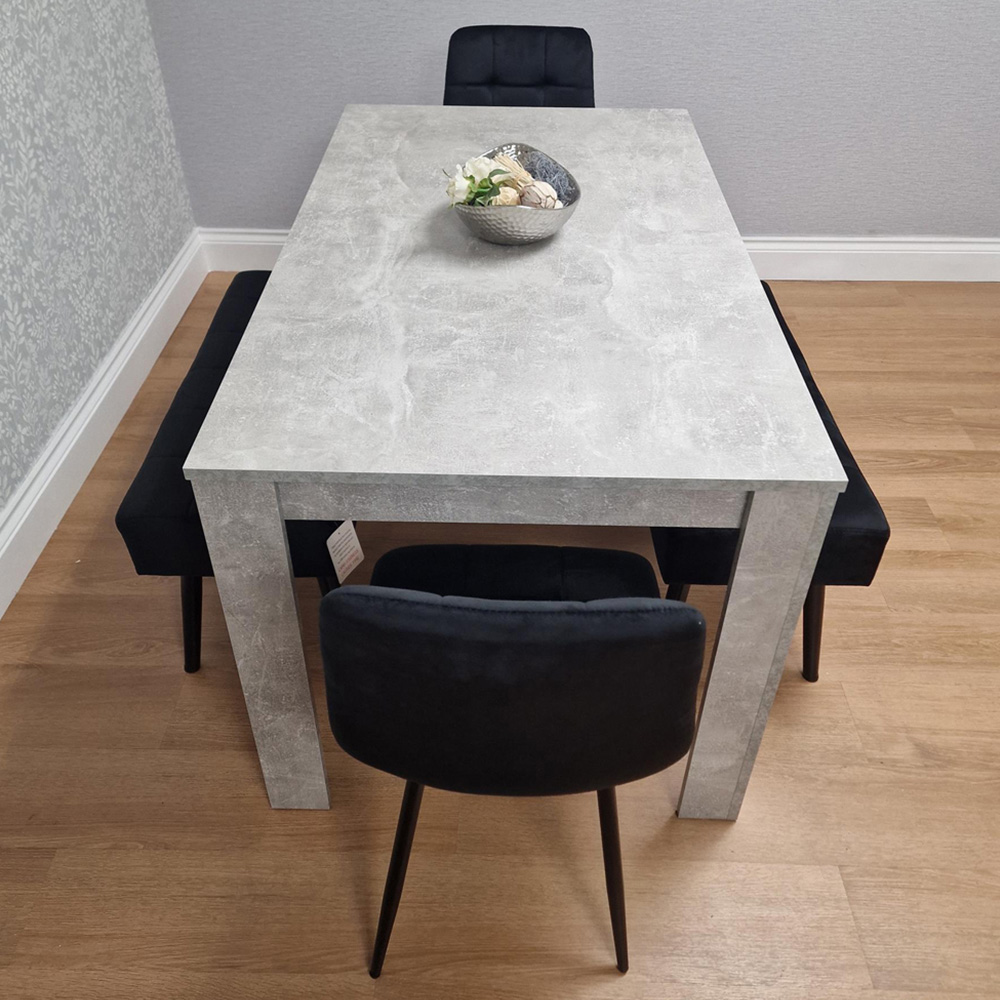 Kosy Koala Rocco 4 Seater Wooden Velvet Dining Bench Set Stone Grey and Black Image 5