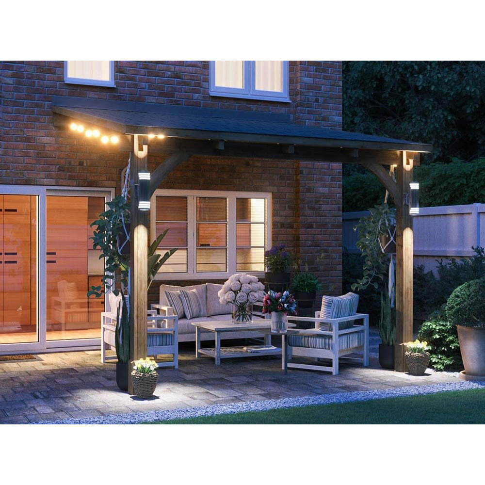 Dunster House Leviathan 3 x 3m Brown Lean To Gazebo with Roof Shingles Image 4