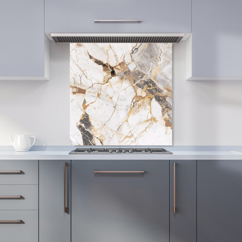 Warren Reed Designer Sleek Pale Marble Effect Glass Kitchen Splashback 60 x 60cm Image 1