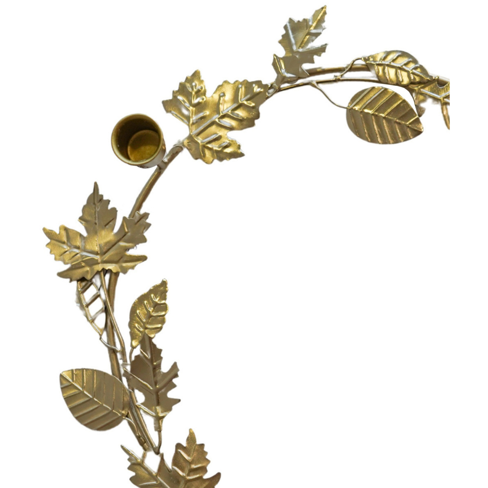 Ivyline Gold Autumn Wreath Round Candle Holder Centrepiece Image 3