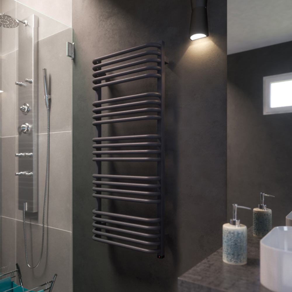 Terma Alex One 2046BTU Modern Grey Electric Towel Rail 1140 x 500mm Image 5