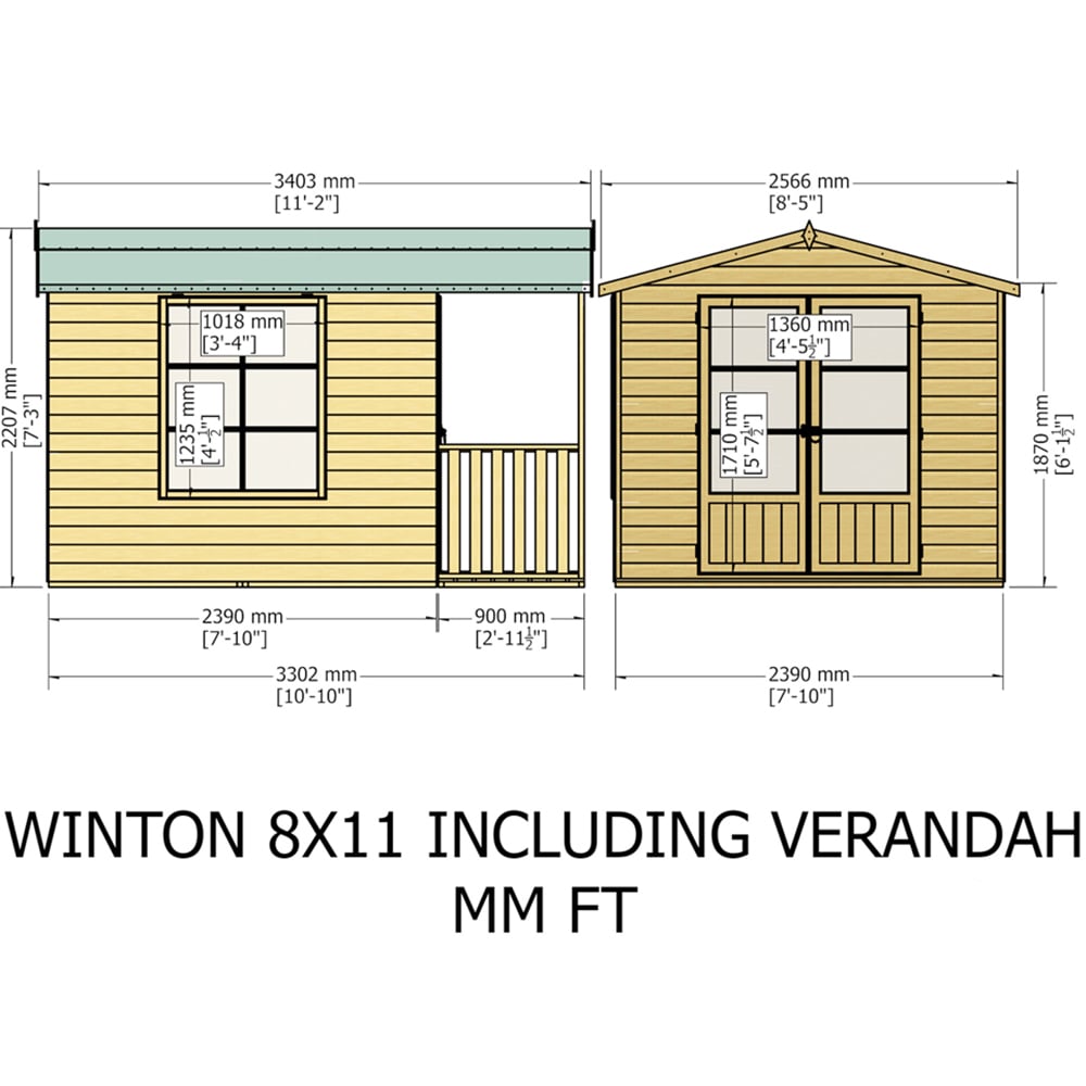 Shire Winton 8 x 11ft Double Door Shiplap Apex Summerhouse Image 5