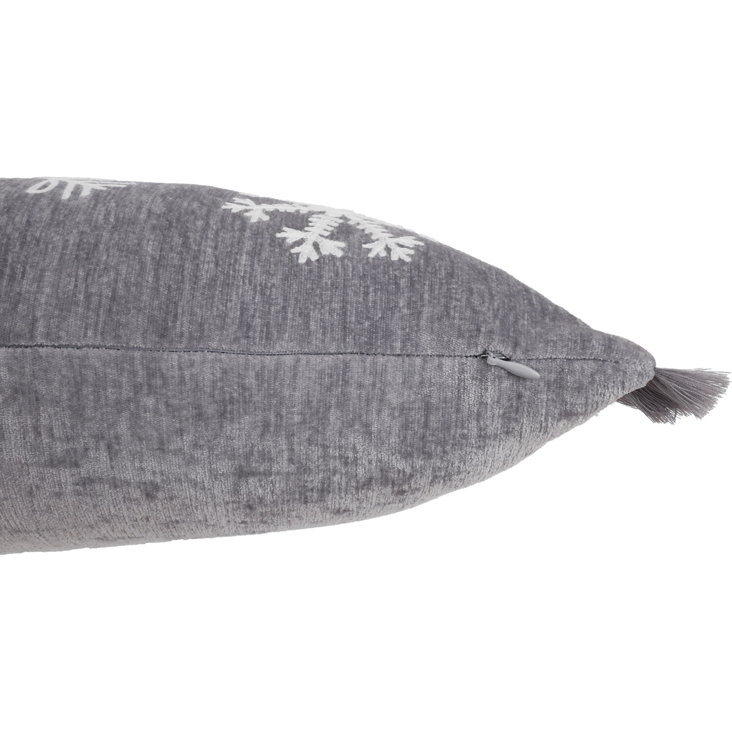 Snowflake Chenille Cushion - Grey Image 3